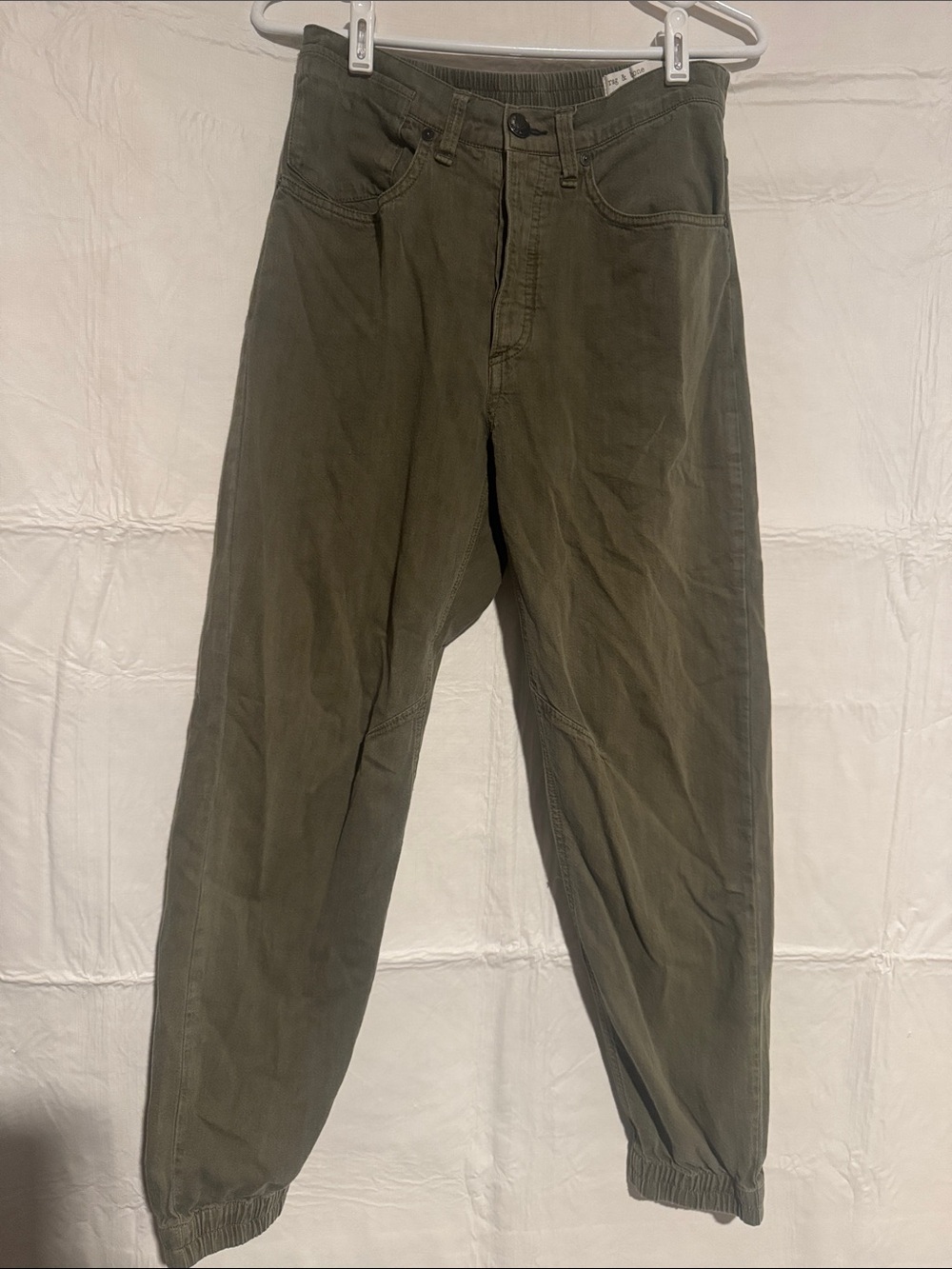 rag & bone Olive Green Casual Pants with Elastic Waist